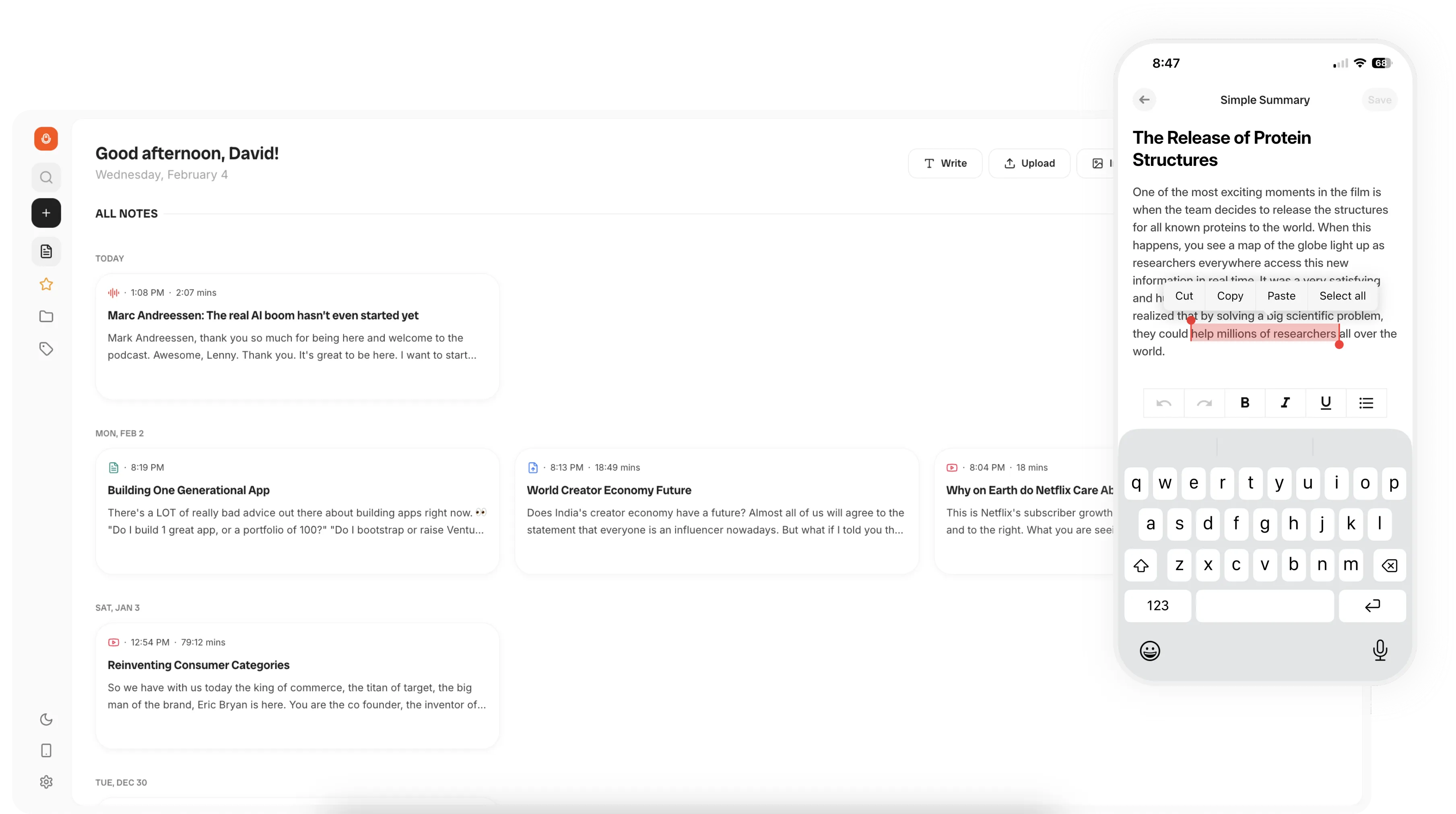 Audionotes ADHD note taker app