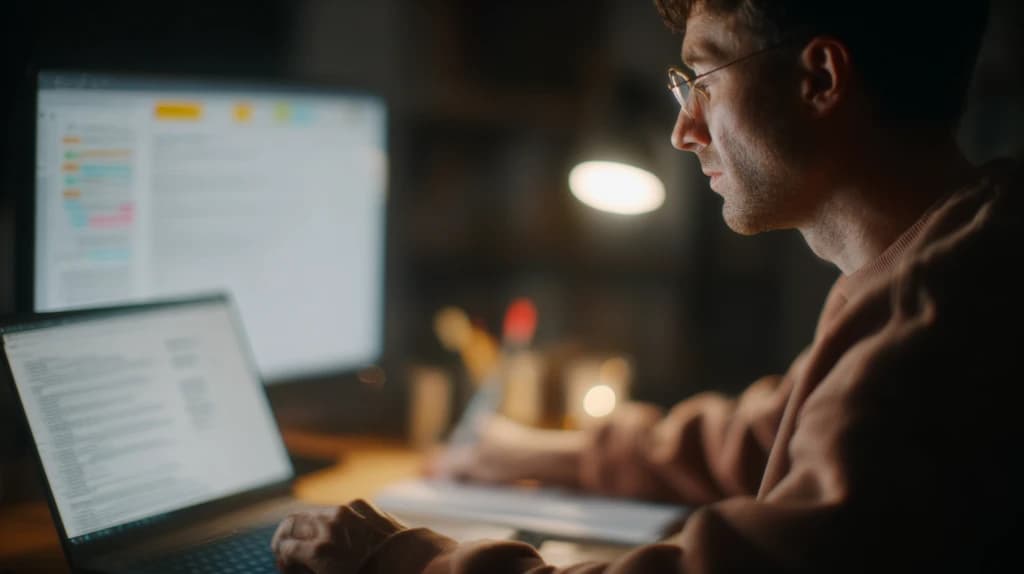Estudiantes preparando exámenes desde PDF y diapositivas