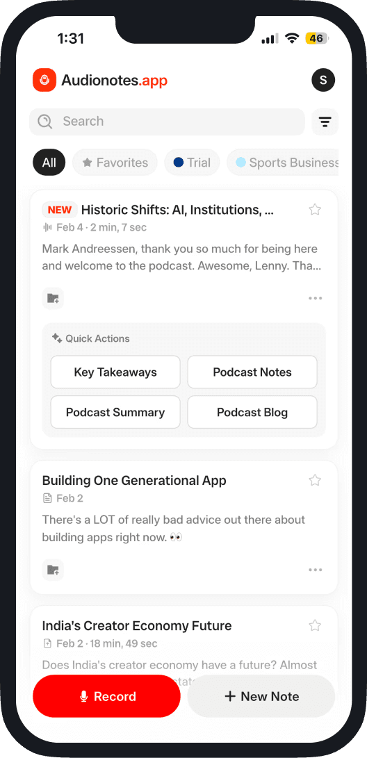Audionotes app turning voice into structured notes