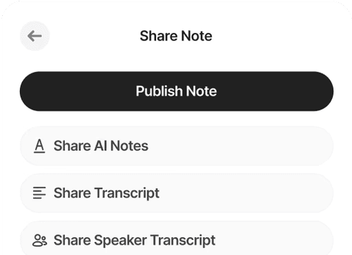 Audionotes app sharing and exporting transcribed notes
