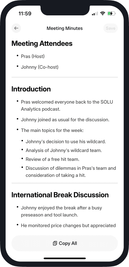 AI generated meeting notes