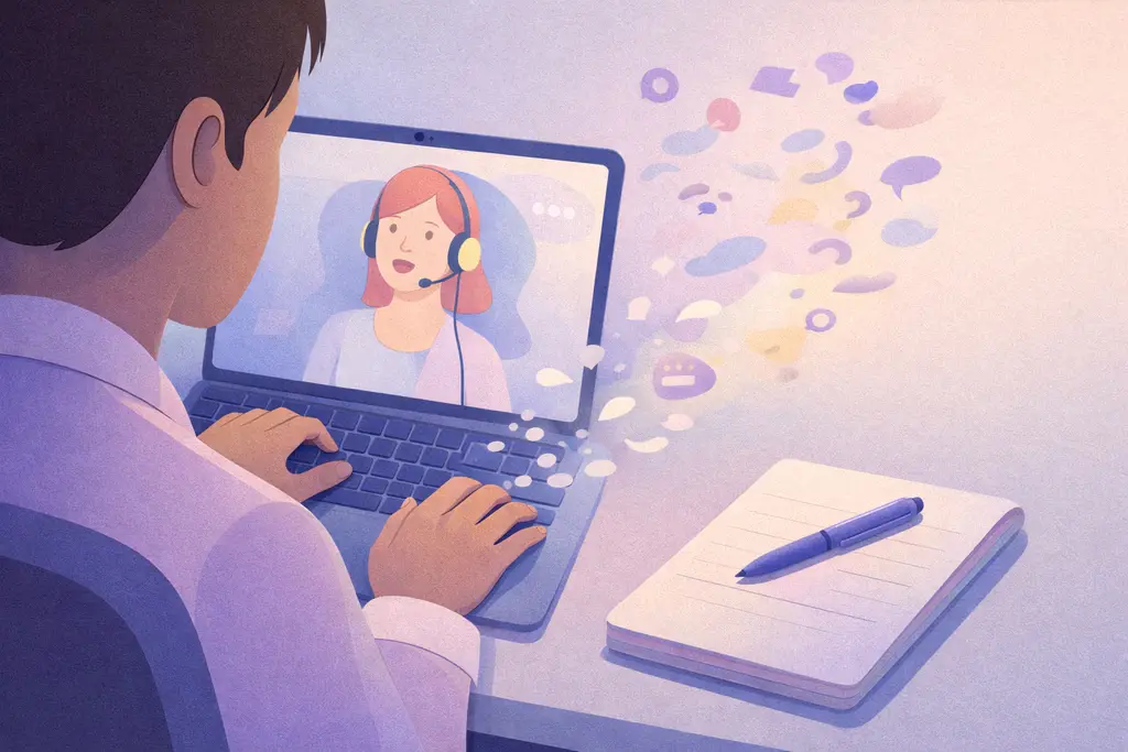 Person typing while in a video meeting