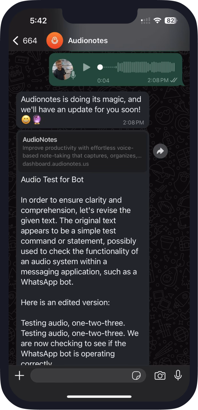 Audionotes WhatsApp Bot