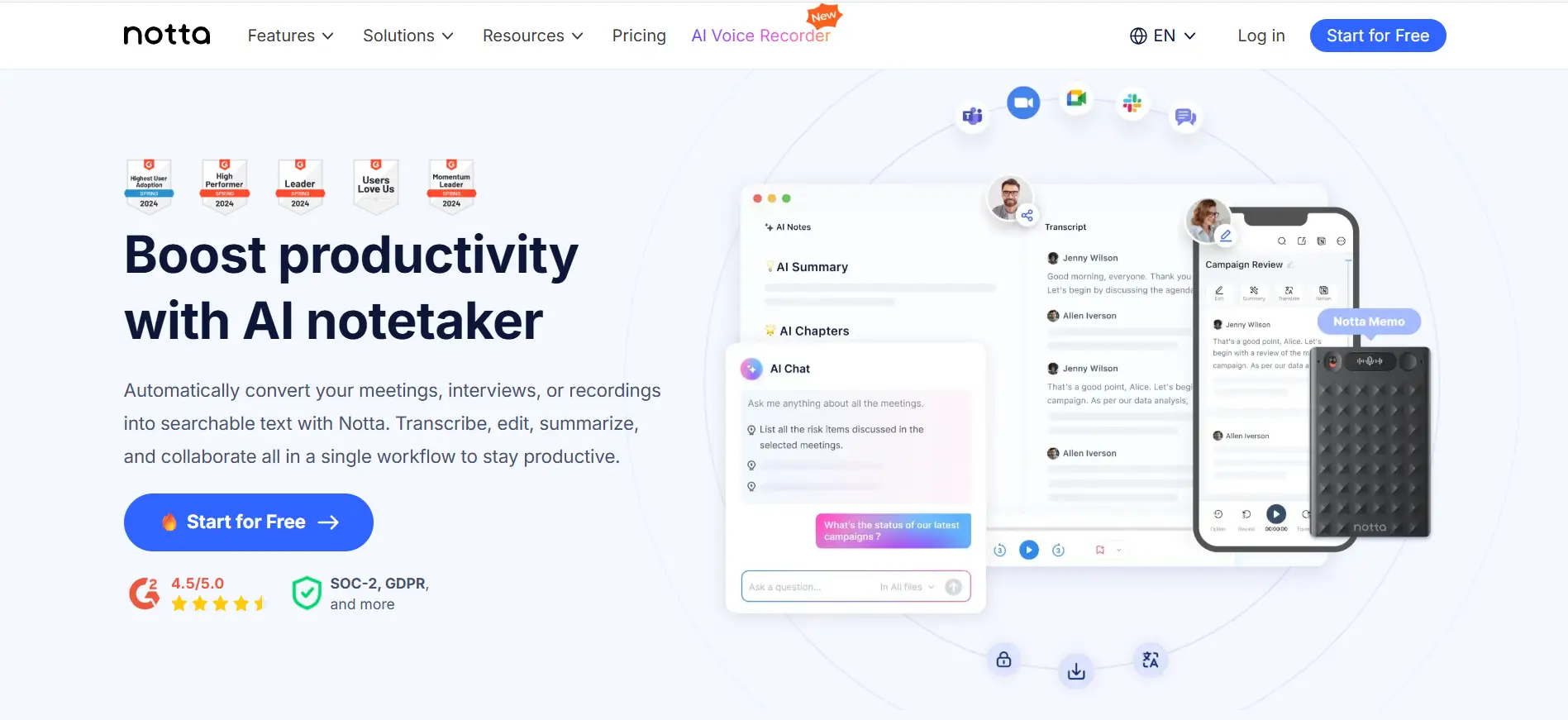 Notta.ai - Boost productivity with AI notetaker